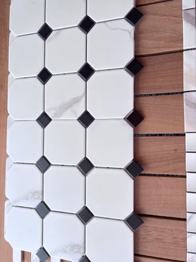 White & Black Octagon Mosaic Tiles - Clyde North