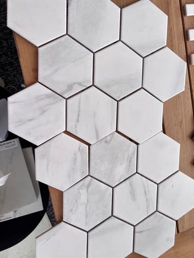 White Marble Hexagon Mosaic Tiles - Clyde North