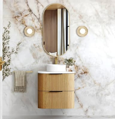 Fluted Oak Wall-Hung Vanity - Melbourne