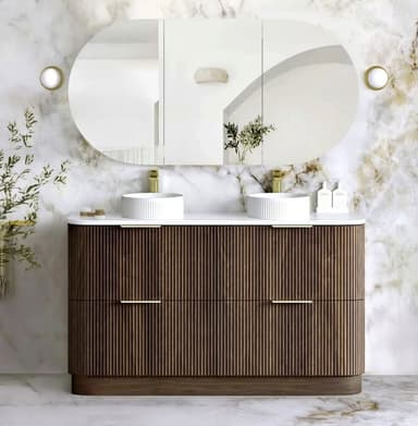 Fluted Walnut Bathroom Vanity - Melbourne