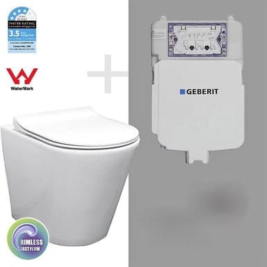 Rimless Back-to-Wall Toilet Suite with Geberit Cistern - Melbourne