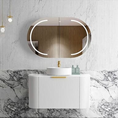 White Fluted Curved Vanity - Melbourne