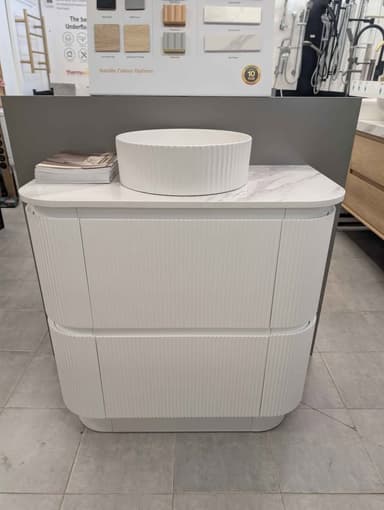 White Floor-Standing Vanity with Stone Top - Melbourne