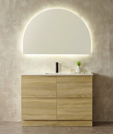 Oak Freestanding Vanity with Stone Top - Melbourne