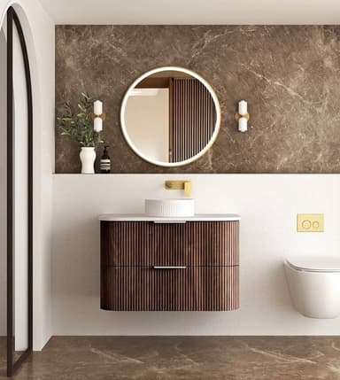 Fluted Walnut Wall-Hung Vanity - Melbourne