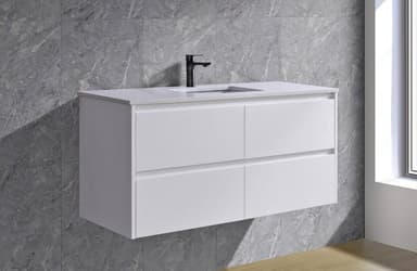 White Wall-Hung Vanity with Ceramic Top - Melbourne