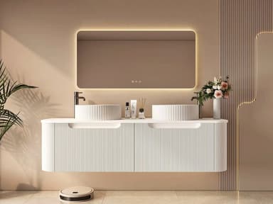 Matt White Fluted Bathroom Vanity - Melbourne