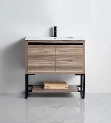 Timber-Look Freestanding Vanity with Legs - Melbourne