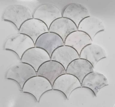 White Fish Scale Mosaic Tiles - Melbourne