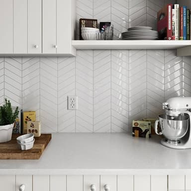 White Chevron Glass Tiles - Melbourne