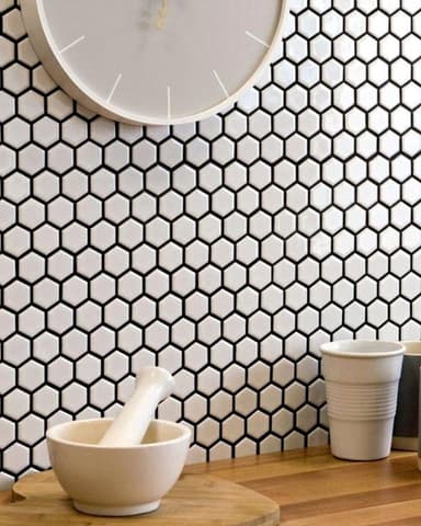 White Gloss Hexagon Mosaic Tiles - Melbourne