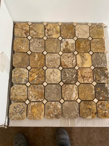 Gold Travertine Octagon Mosaic Tiles - Tingalpa