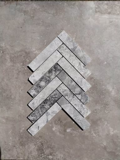 Grey Marble Herringbone Mosaic Tiles - Tingalpa
