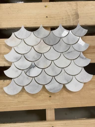 Carrara Marble Fish Scale Mosaic Tiles - Tingalpa
