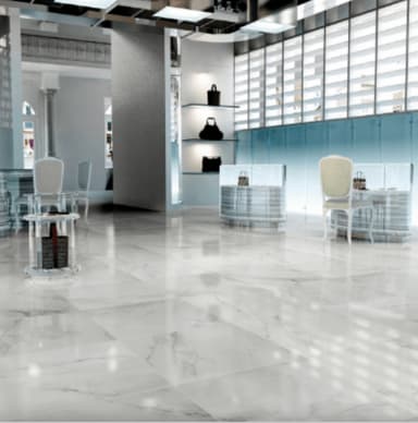 White Marble Look Floor Tiles - Coolum Beach